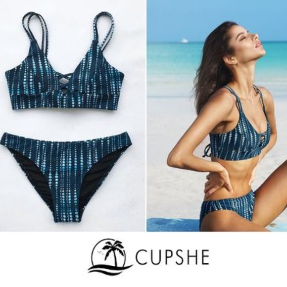 Cupshe Other - CUPSHE Dream Space Bikini Set Women Lace Up
